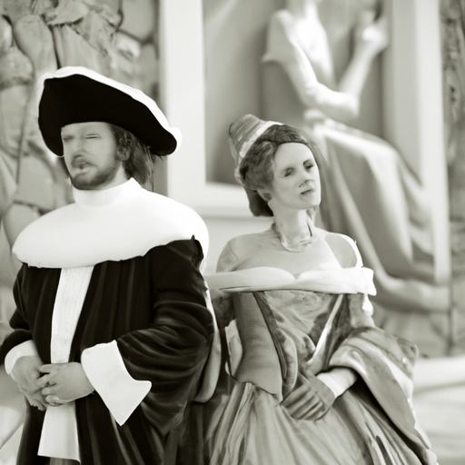 זוג מתחפש לתלבושות תקופתיות ומצטלם עם דמויות היסטוריות