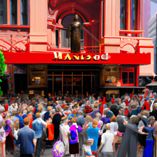 קהל הומה מתאסף מחוץ לכניסה של מאדאם טוסו סידני לפתיחה החגיגית.