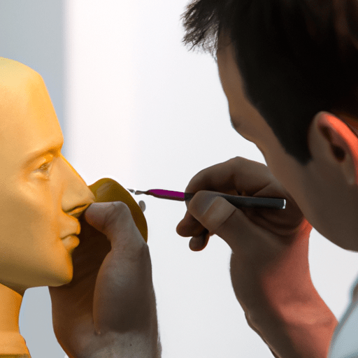 אמן שמפסל בקפידה את תווי הפנים של דמות שעווה