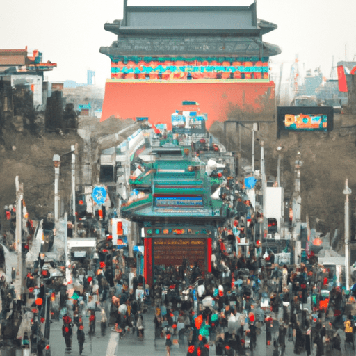 רחוב שוקק חיים בבייג'ינג, המציג את תעשיית התיירות המשגשגת של העיר
